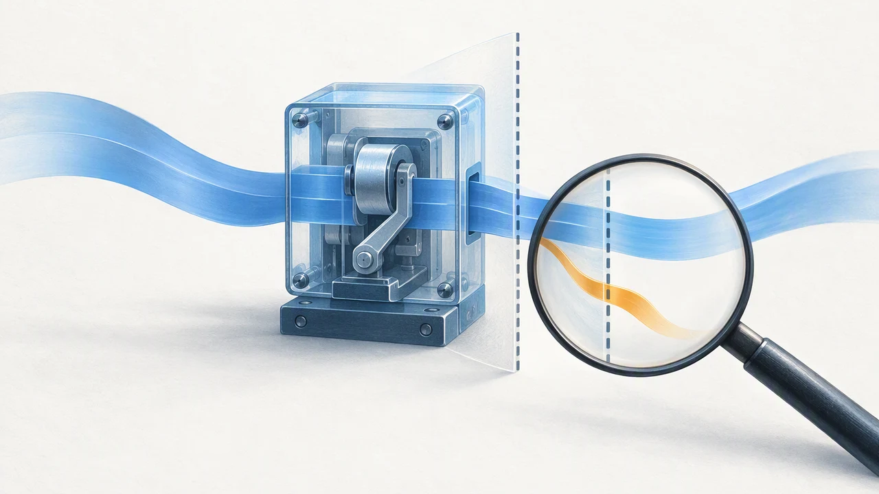 An independent inspection lens reveals an amber action branch beyond a blue agent relay permission boundary