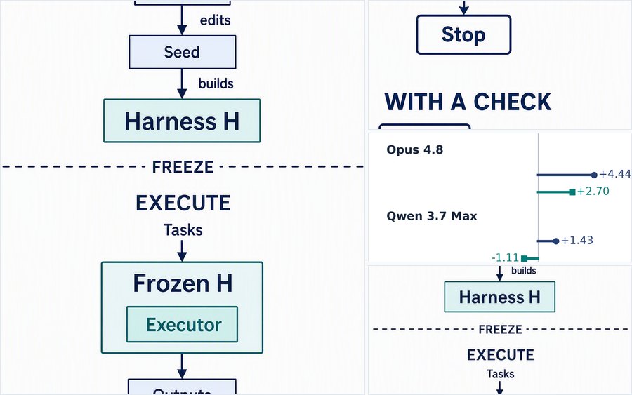 Figures from HarnessDev Benchmark: Can LLMs Improve Their Harnesses?