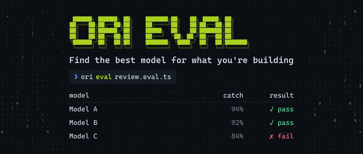 Ori Eval compares models on application-specific tasks